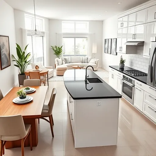Modern Boynton Beach kitchen remodel with sleek appliances, glossy cabinetry, and natural light enhancing elegance.