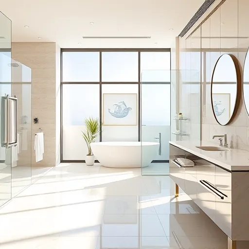 Freshly renovated Riviera Beach bathroom featuring a luxurious soaking tub, modern fixtures, and elegant marble countertops.