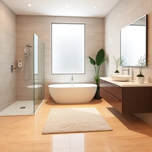 Beautiful renovated Belle Glade Florida bathroom with walk-in shower, freestanding tub, marble vanity, tropical decor