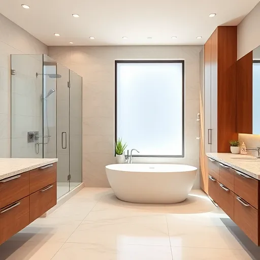 Freshly renovated bathroom with modern fixtures, freestanding tub, and spacious glass-enclosed shower in Riviera Beach.
