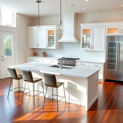 Modern Lake Harbor kitchen remodel featuring sleek appliances, quartz countertops, custom cabinetry, and stylish lighting.
