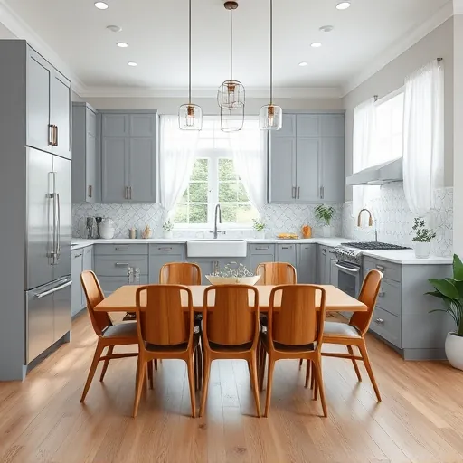 Elegant Greenacres kitchen remodel features modern cabinetry, quartz countertops, farmhouse sink, and geometric backsplash.