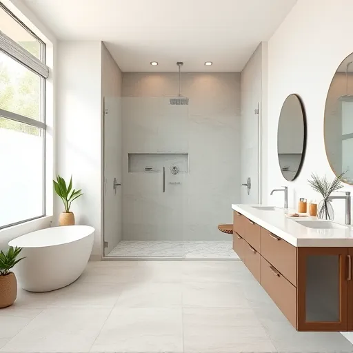 Freshly remodeled bathroom in Okeechobee FL with modern fixtures, walk-in shower, and natural lighting, showcasing elegance.