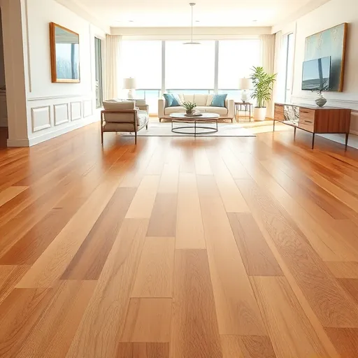 Beautiful finished hardwood flooring with natural grain in a bright coastal living room in Riviera Beach FL