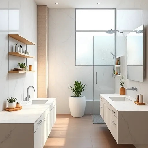 Remodeled Lantana Florida bathroom with white marble countertops, walk-in rain shower, modern fixtures, and elegant decor