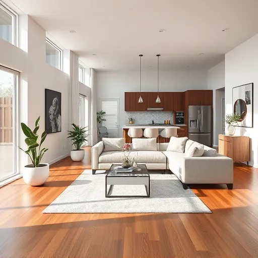 Modern living room in Greenacres FL featuring hardwood floors, elegant décor, and a bright, inviting ambiance.