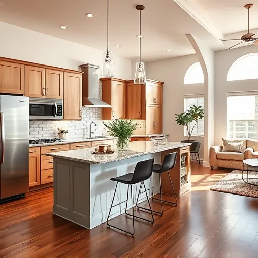 Modern kitchen remodel in Pahokee, FL with sleek appliances, granite countertops, and elegant cabinetry in neutral tones.