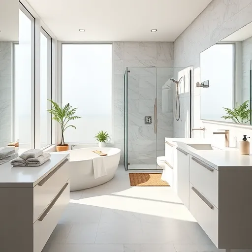 Freshly remodeled bathroom in Riviera Beach FL with luxurious finishes, sunlit space, and modern elegance.