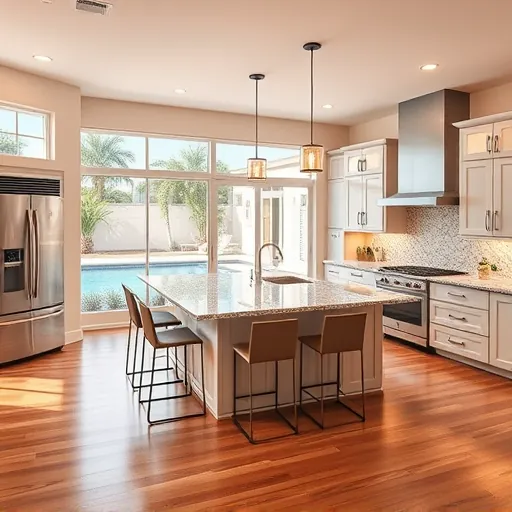 Stunning remodeled kitchen in Hypoluxo, FL with modern cabinetry, granite countertops, and natural light.