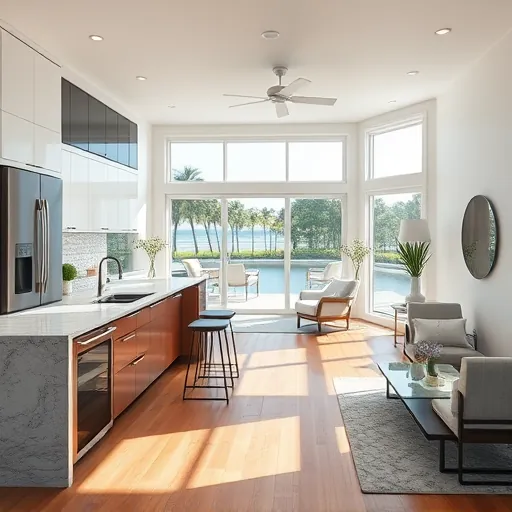 Modern kitchen remodel in Lake Harbor FL with granite countertops, stylish cabinets, and stainless steel appliances.