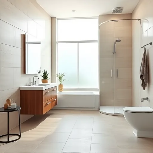 Remodeled Fort Pierce bathroom with modern fixtures, walk-in shower, and stylish decor, exuding cleanliness and sophistication.
