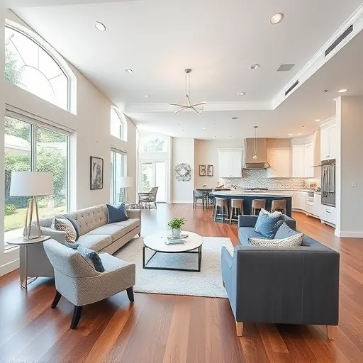 Elegantly designed living room in Boca Raton with modern aesthetics, sleek furniture, and natural light.