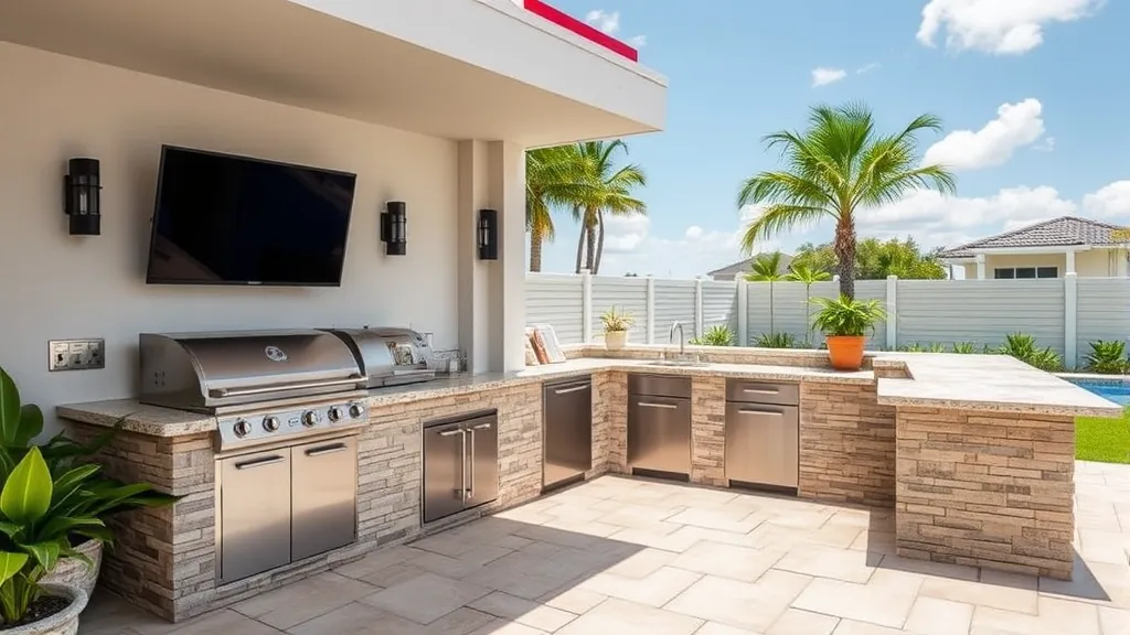 Outdoor kitchen installation project showcasing modern design in Riviera Beach, FL