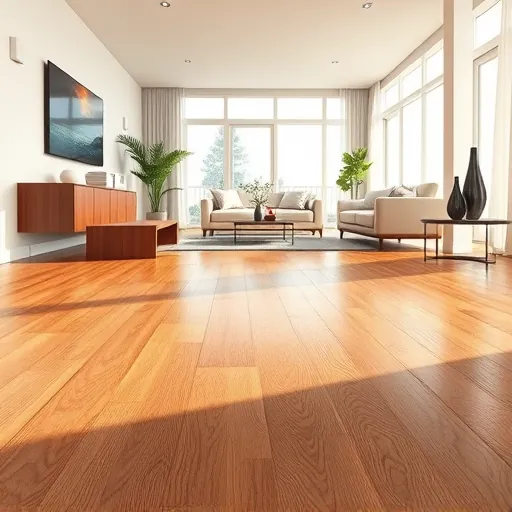 Spacious sunlit room in Riviera Beach Florida with polished hardwood floors, modern decor, and elegant interior design
