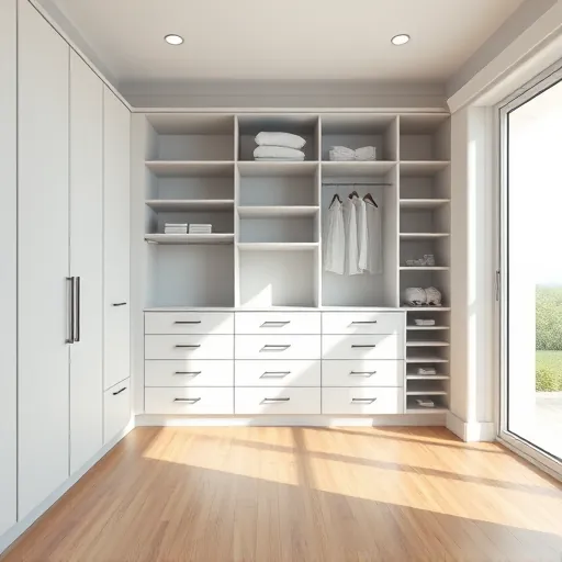 Completed modern closet renovation in Riviera Beach FL with sleek cabinetry, organized storage, natural light, and coastal decor