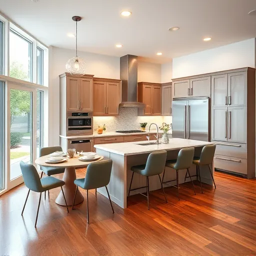 Modern kitchen remodel in Haverhill FL with elegant cabinetry, quartz countertops, and spacious island, featuring warm lighting.