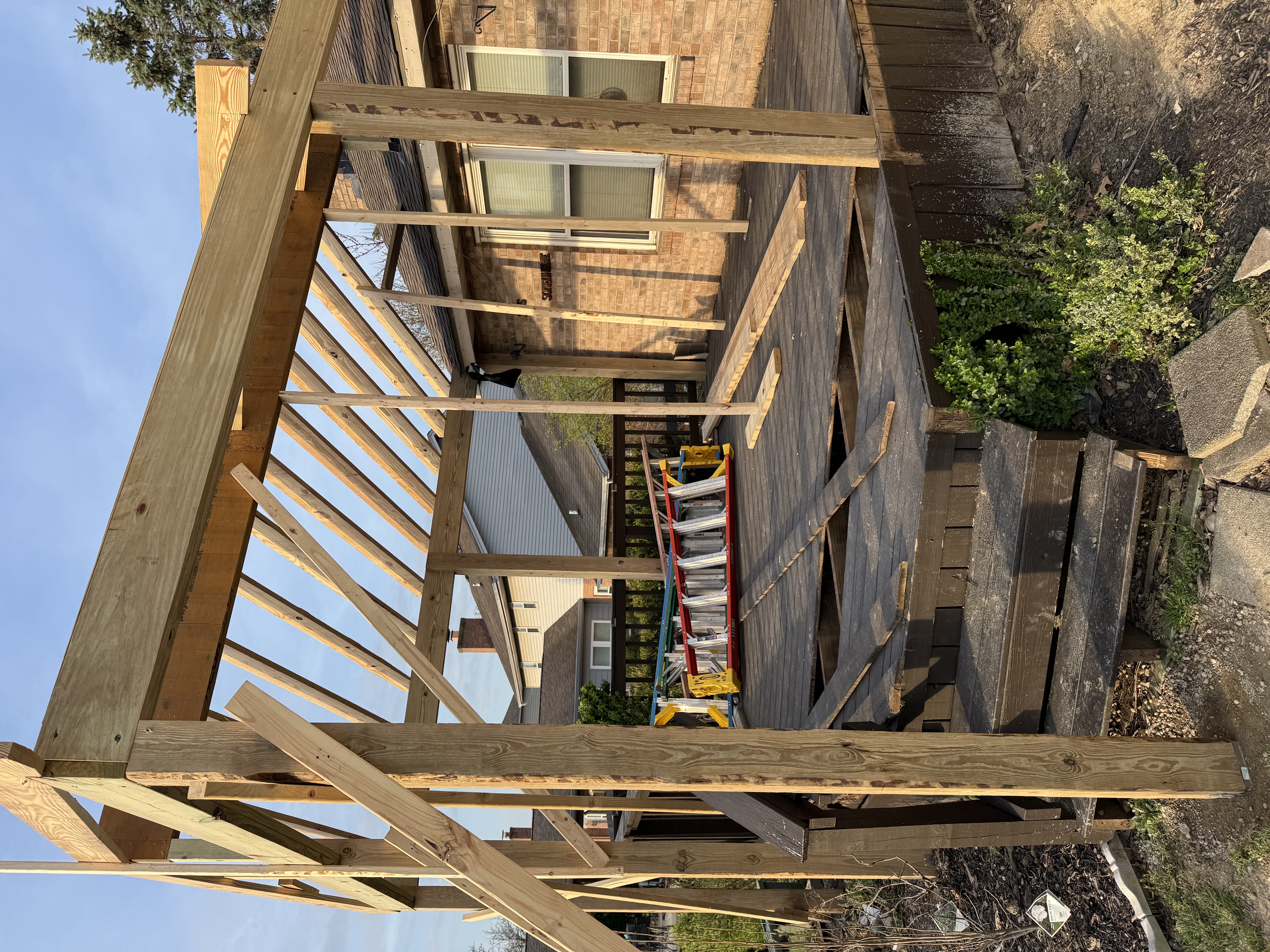 Patio overhang framing by DHA Contractors in Butler County OH