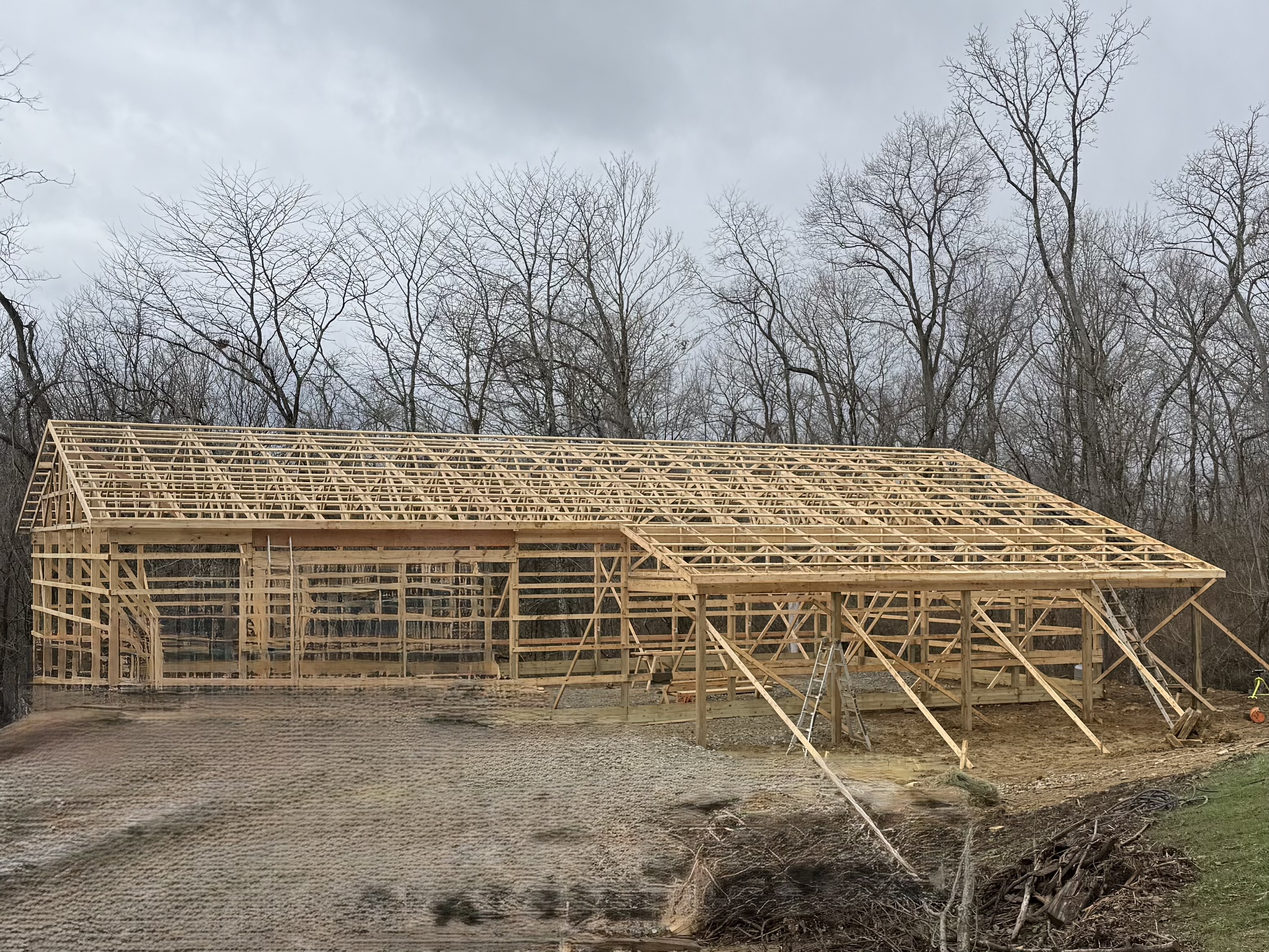 Patio overhang framing by DHA Contractors in Butler County OH