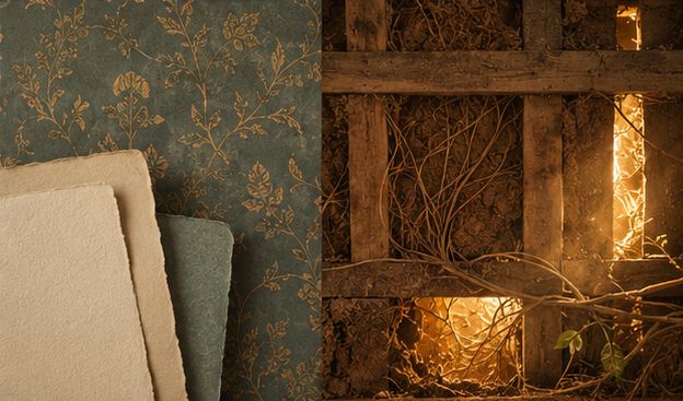 A symbolic split-scene. Left side: fresh wallpaper, affirmations on elegant paper, bright colors. Right side: the wall opened to reveal sturdy beams being lovingly restored from within, with roots and golden light flowing through the structure. The emphasis is that both approaches have value A symbolic split-scene. Left side: fresh wallpaper, affirmations on elegant paper, bright colors. Right side: the wall opened to reveal sturdy beams being lovingly restored from within, with roots and golden light flowing through the structure. The emphasis is that both approaches have value