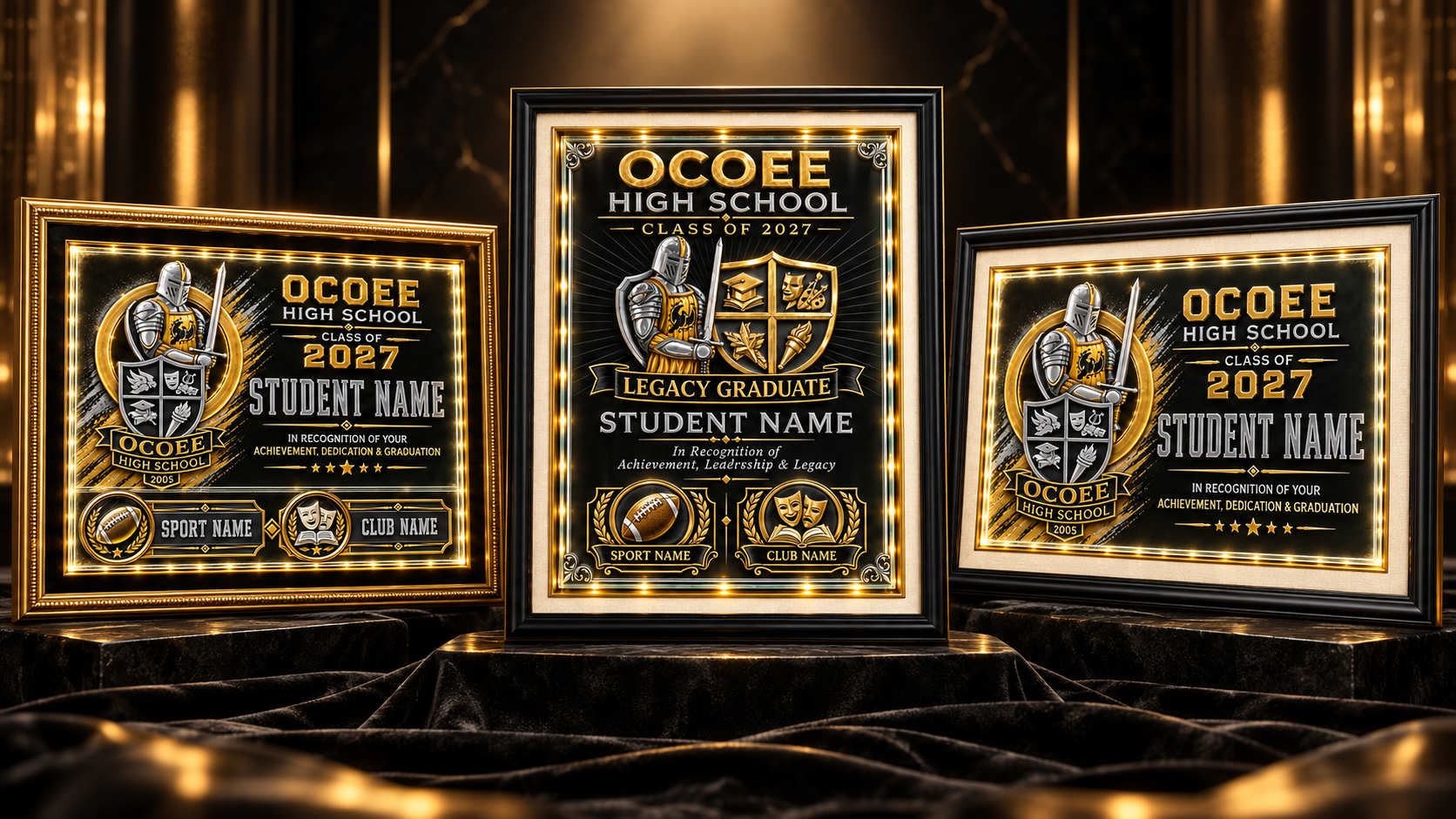 Ocoee High School illuminated graduation glass plaque collection