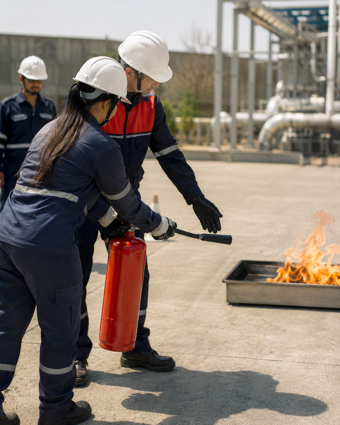 Equipe Grupo Borghi combatendo incêndio