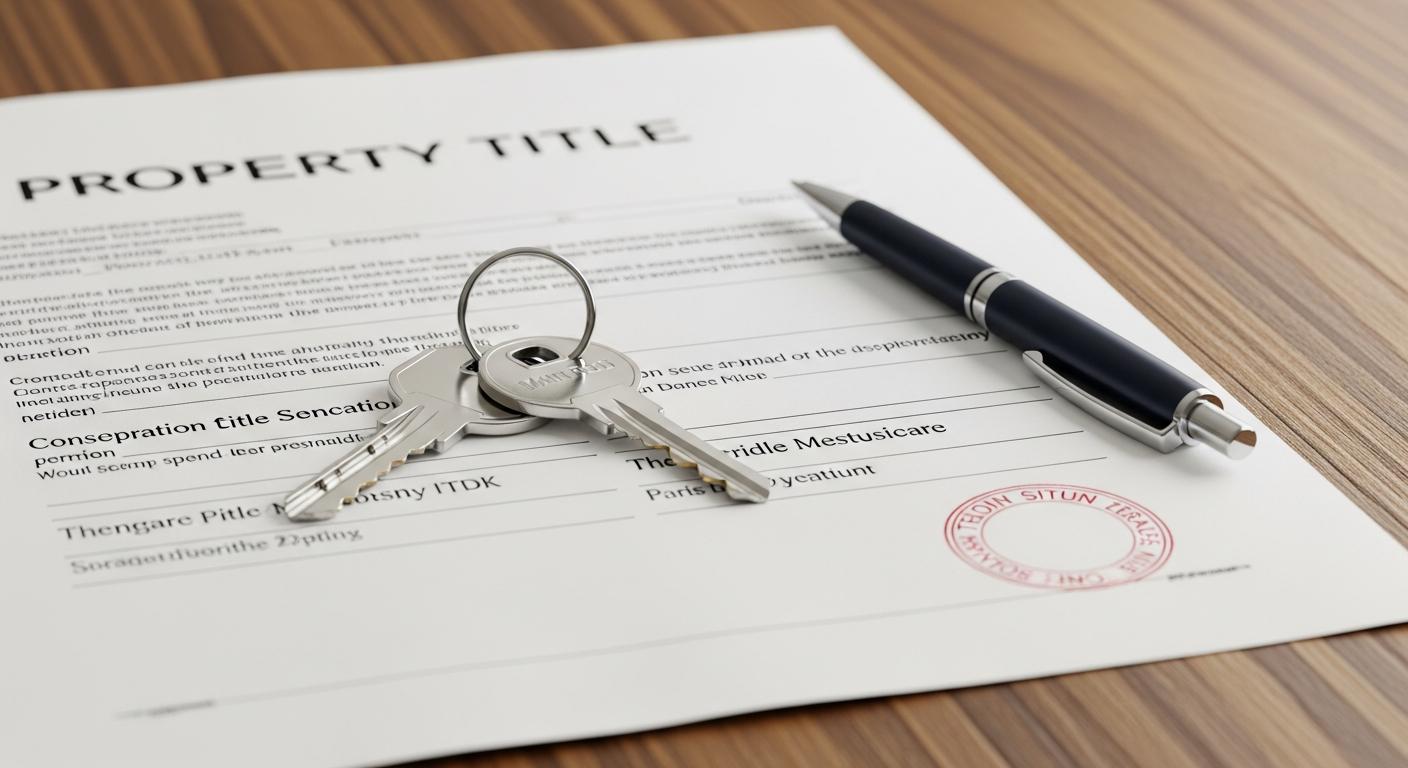 Property title and escrow documents being reviewed before closing.