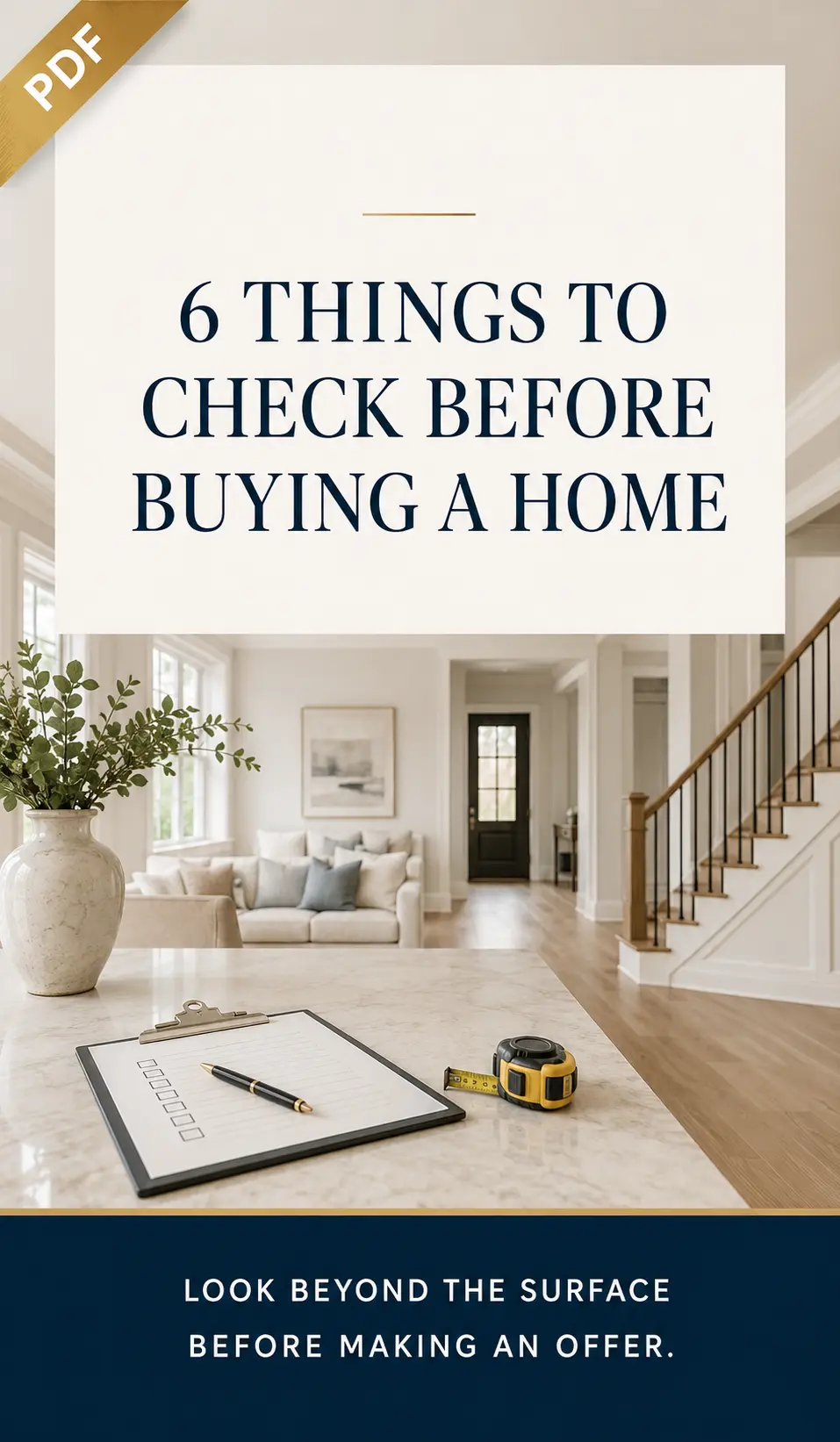 6 Things to Check Before Buying a Home guide cover