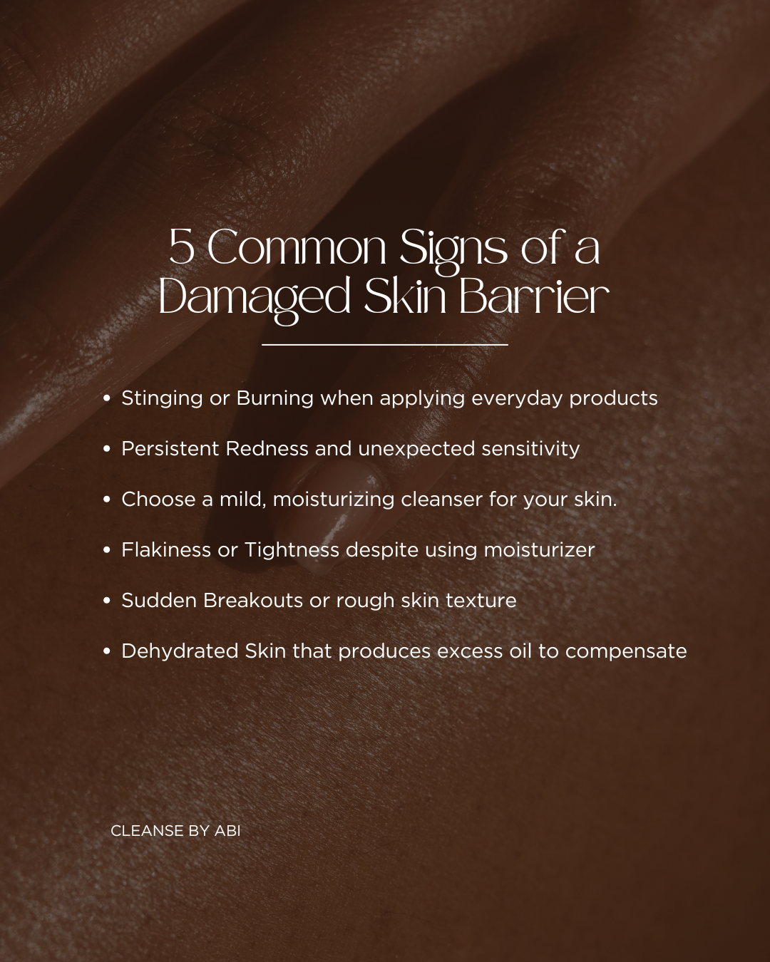 5 Common signs your skin barrier is damaged graphic with list
