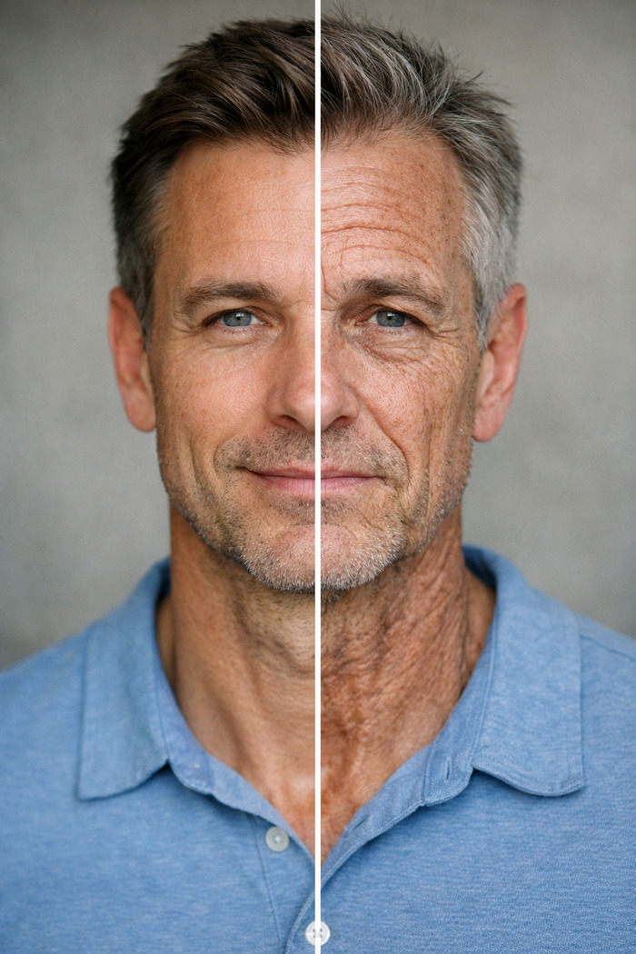 Aged Man Comparison Due to Imbalanced Blood Sugar
