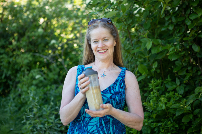 Melissa Deally Holding a Smoothie