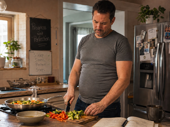 Man with Blood Sugar Imbalances Cooking in the Kitchen
