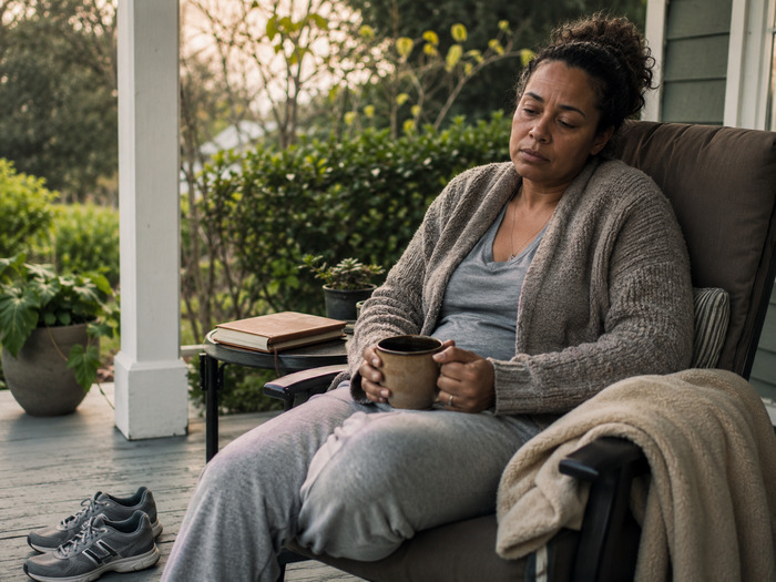 Woman with Low Cortisol Struggling to Get Started with Her Day