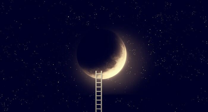 Ladder Going to the Moon to Represent REM Sleep and Dreaming Ladder Going to the Moon to Represent REM Sleep and Dreaming
