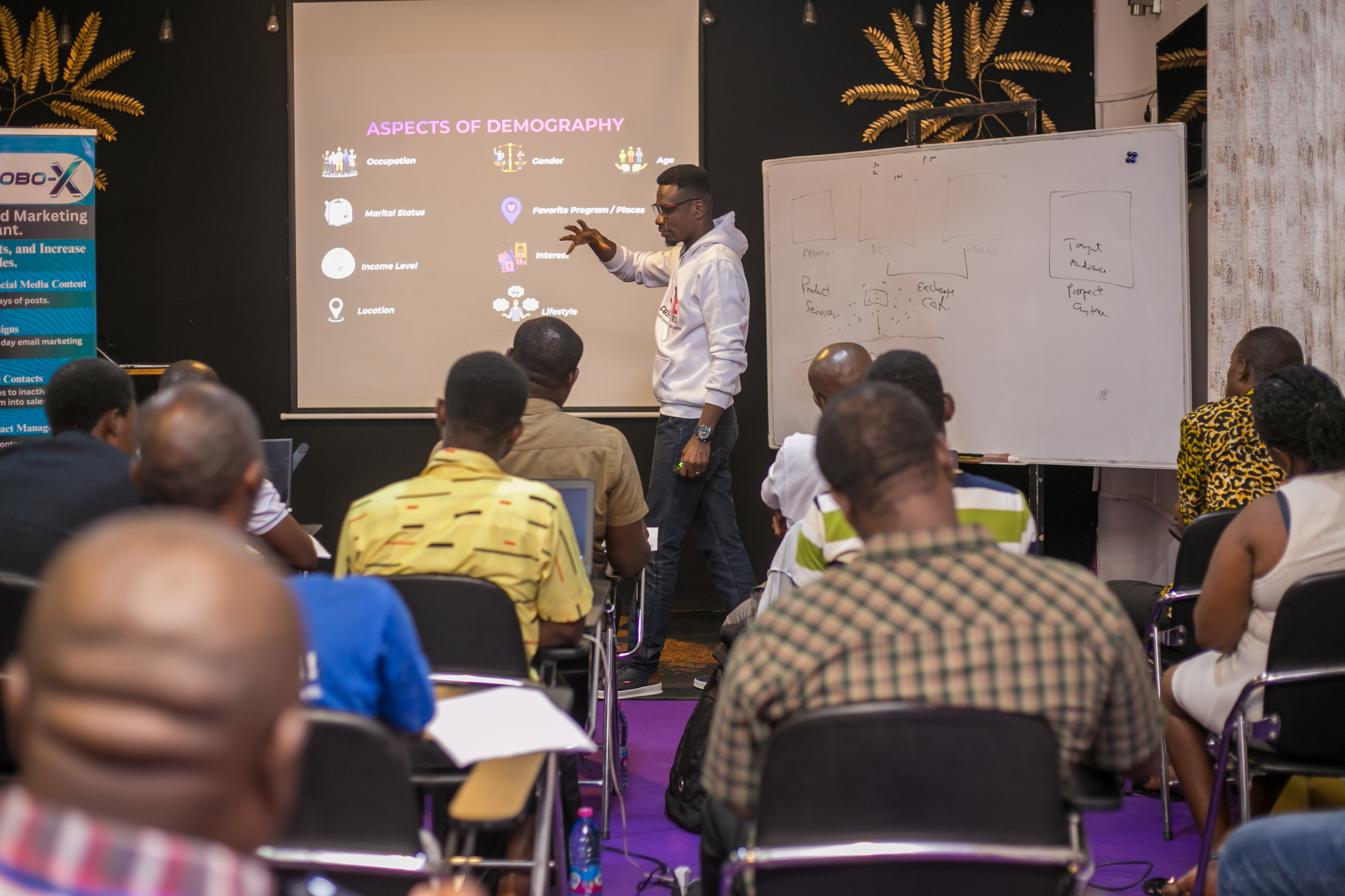 Daniel Gyedu with a client team at a past AMMC session