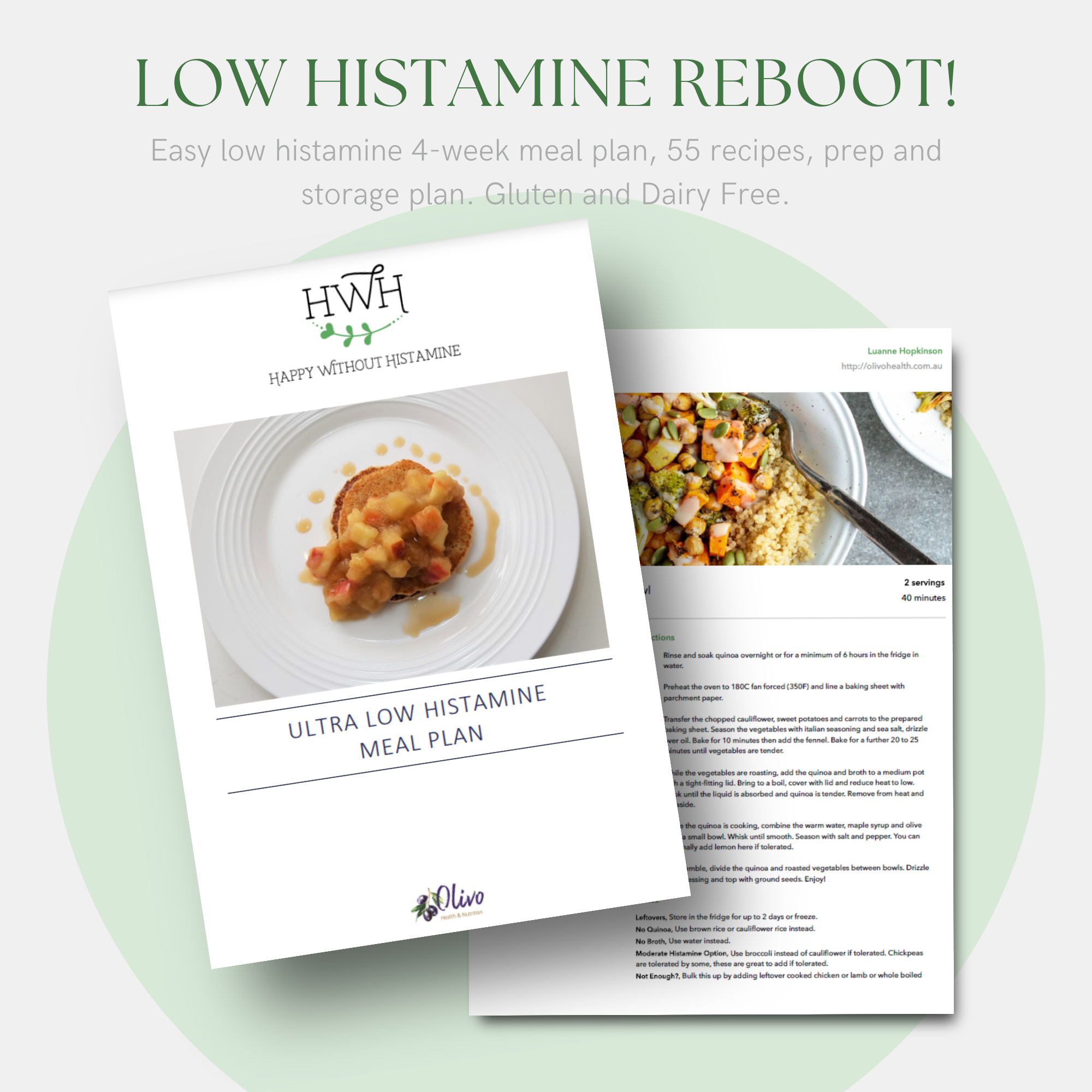 The Low Histamine Reboot Meal Plan eBook | 55+ low-histamine recipes