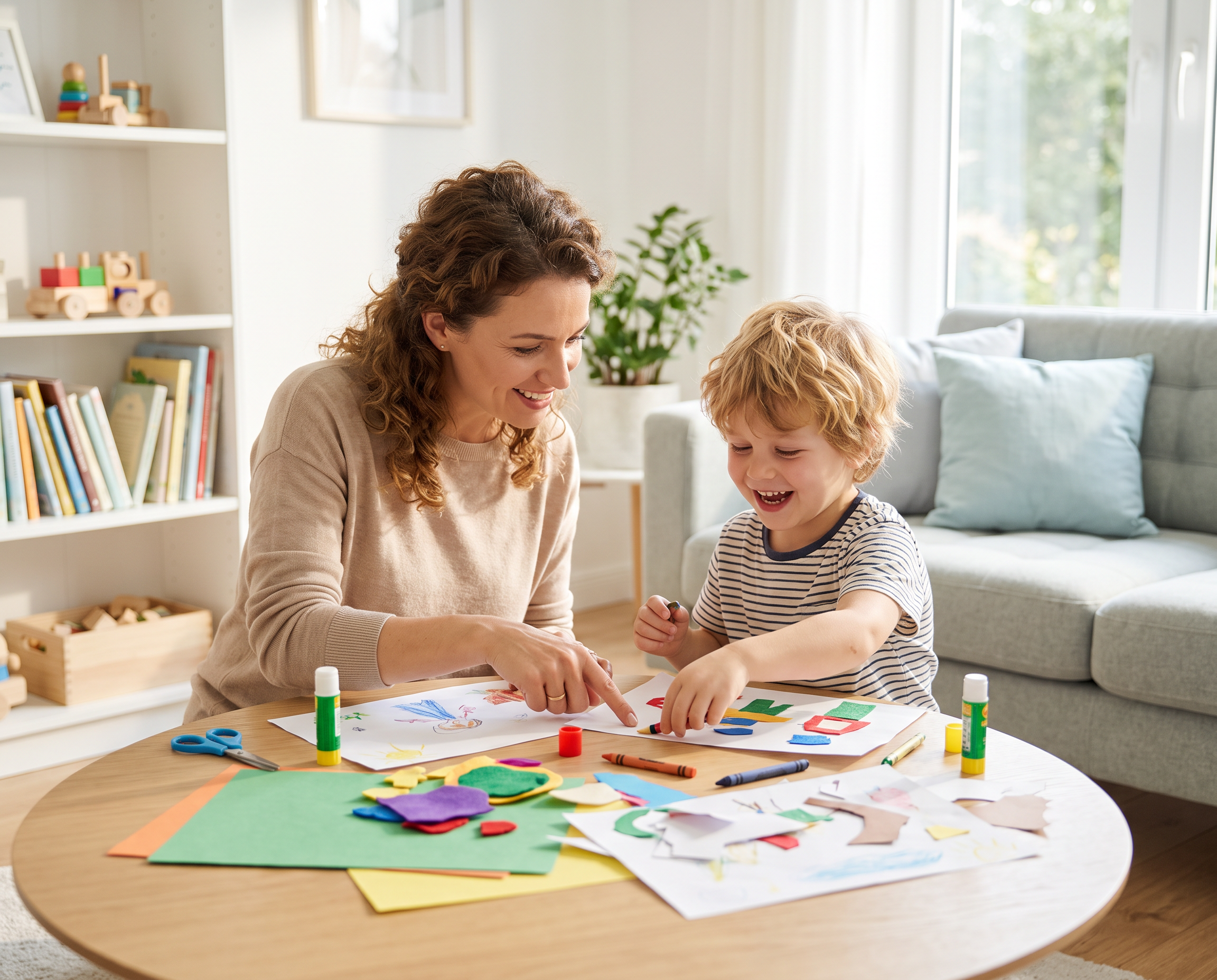 Parent and child enjoying a hands-on learning activity