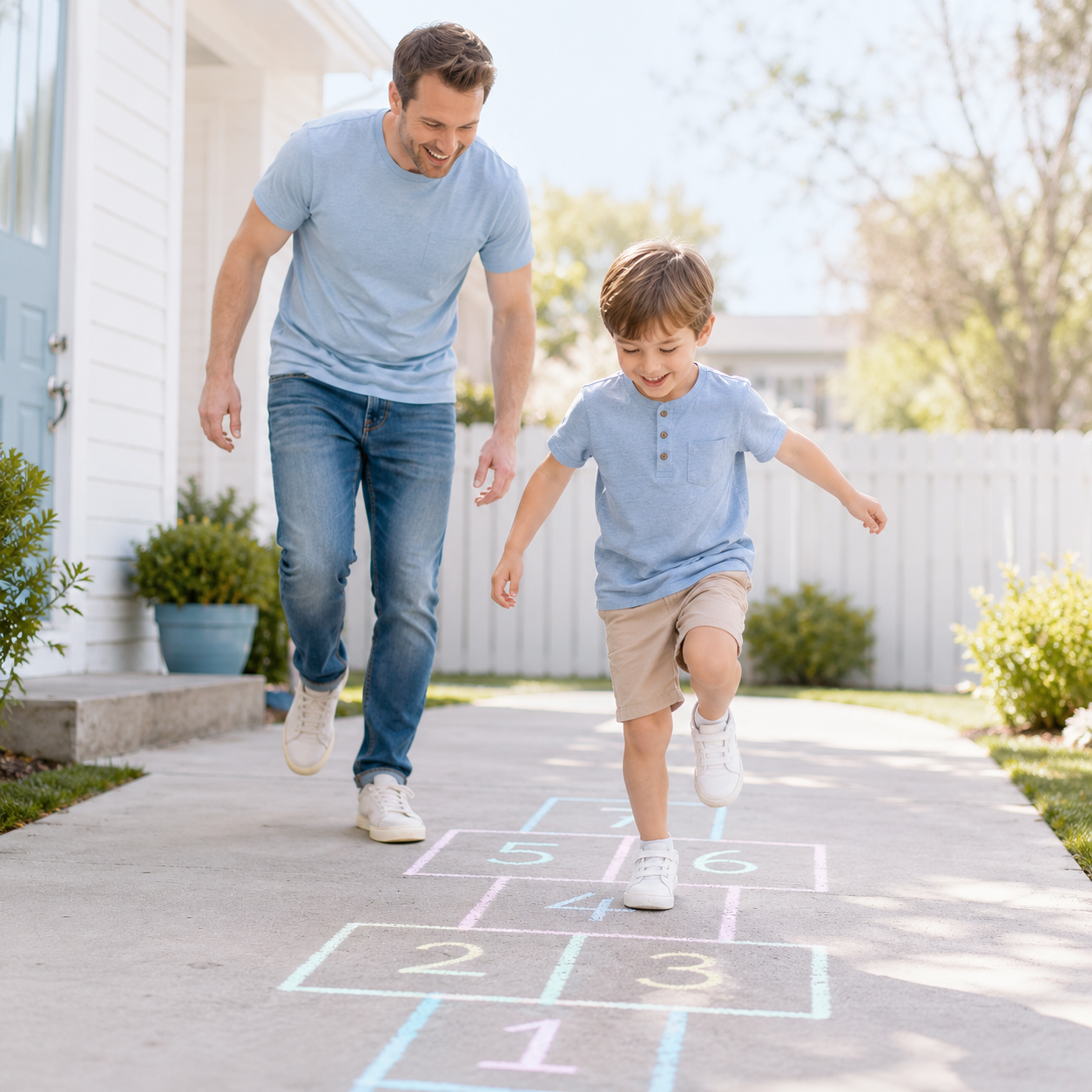 Parent and child doing an early learning activity together