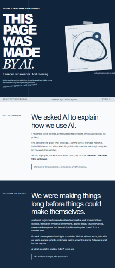 Screenshot of AI-generated Junction 42 page, revision 4