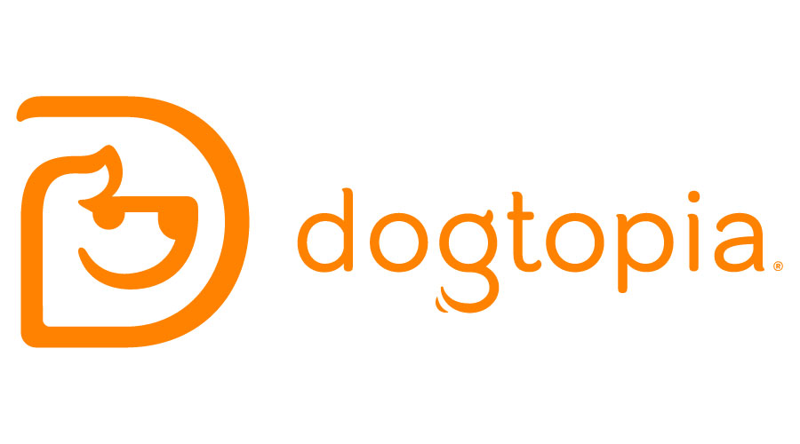 Dogtopia logo in orange with a stylized dog icon and the Dogtopia name on a white background. Dogtopia logo in orange with a stylized dog icon and the Dogtopia name on a white background.