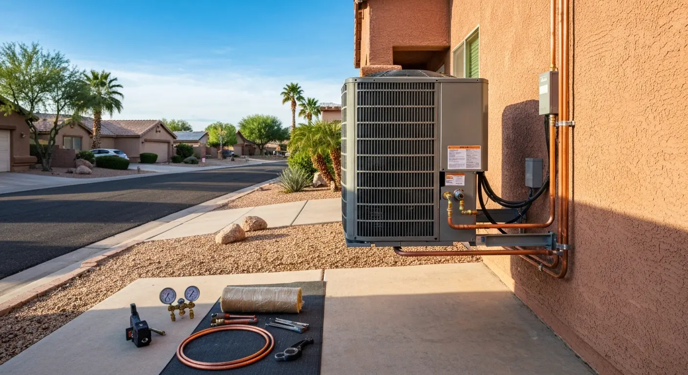 AC repair technician working on cooling system