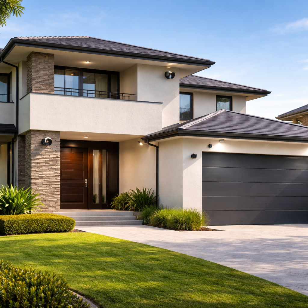Modern Sydney home with residential security system and CCTV cameras installed during daytime