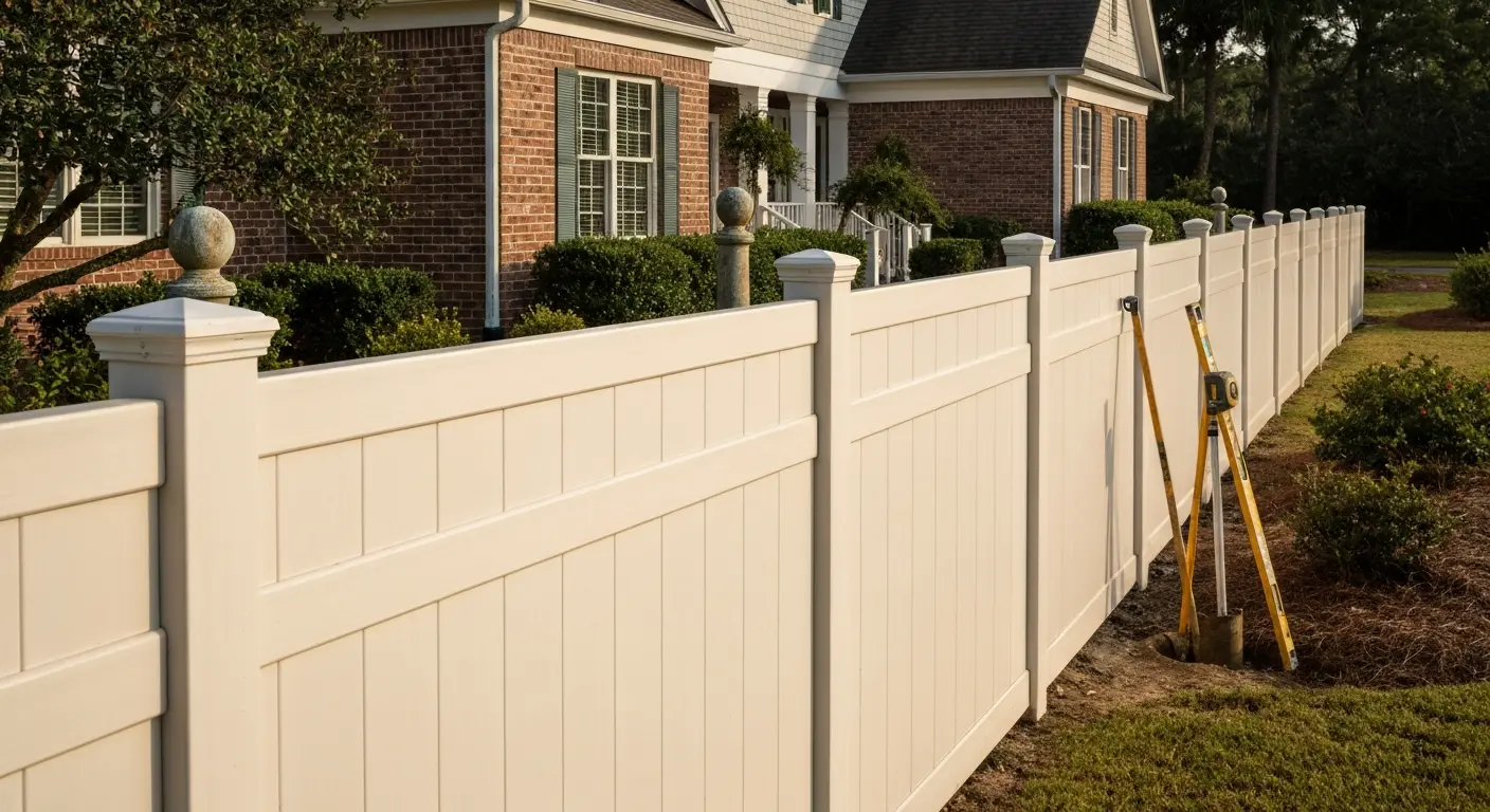 Vinyl privacy fence installation