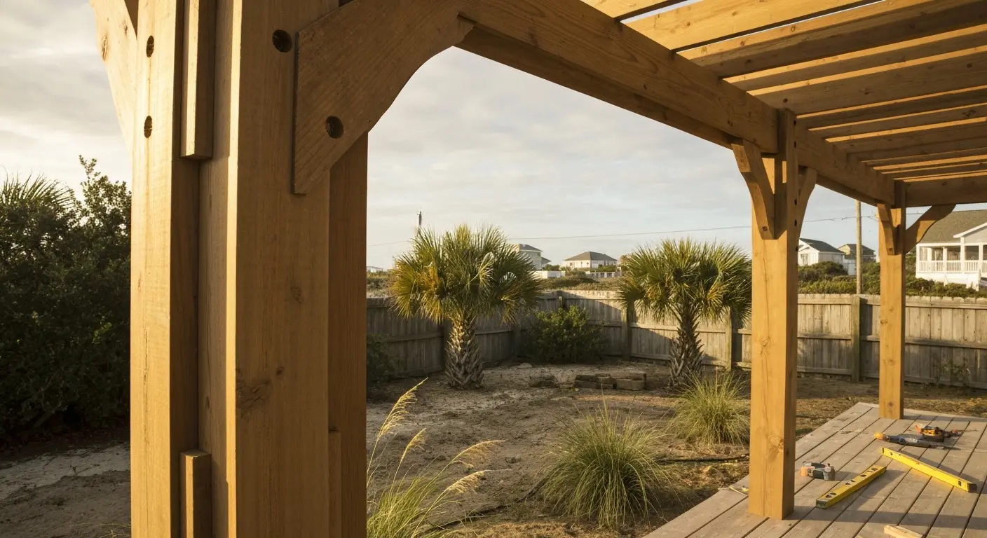 Cedar pergola construction