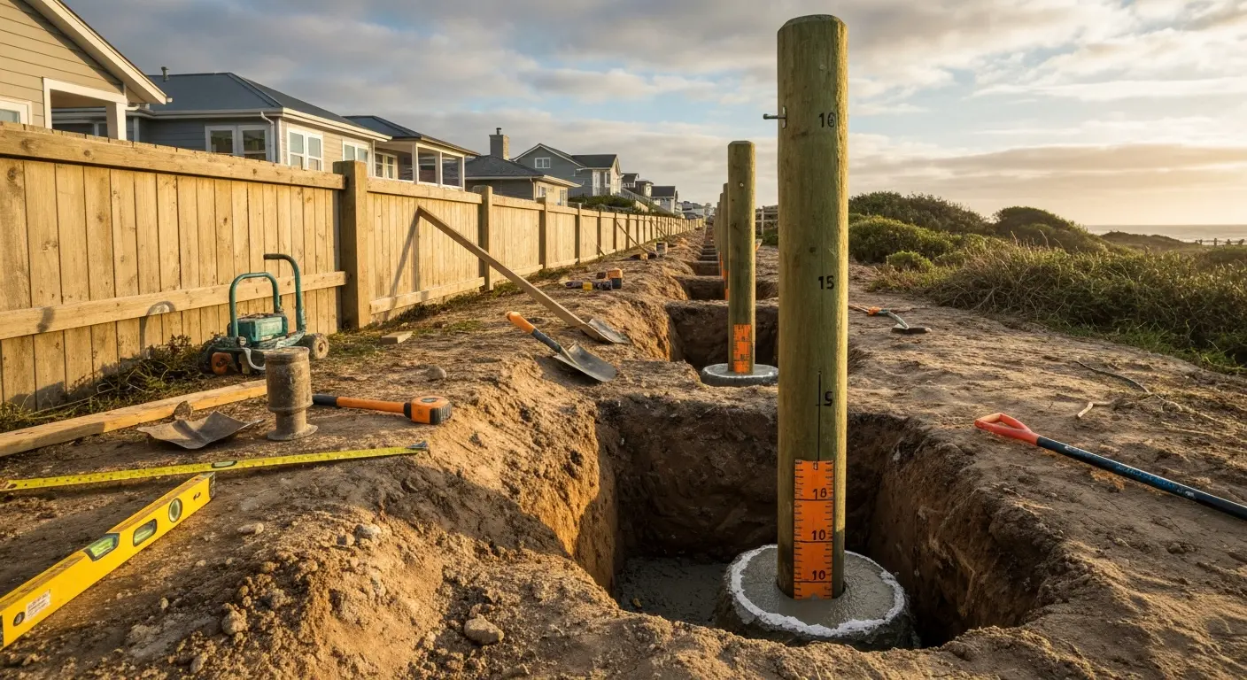 Deep fence post installation for wind resistance