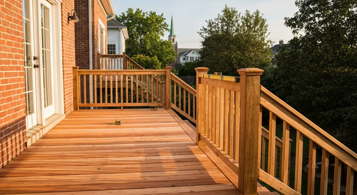 Cedar deck with railings