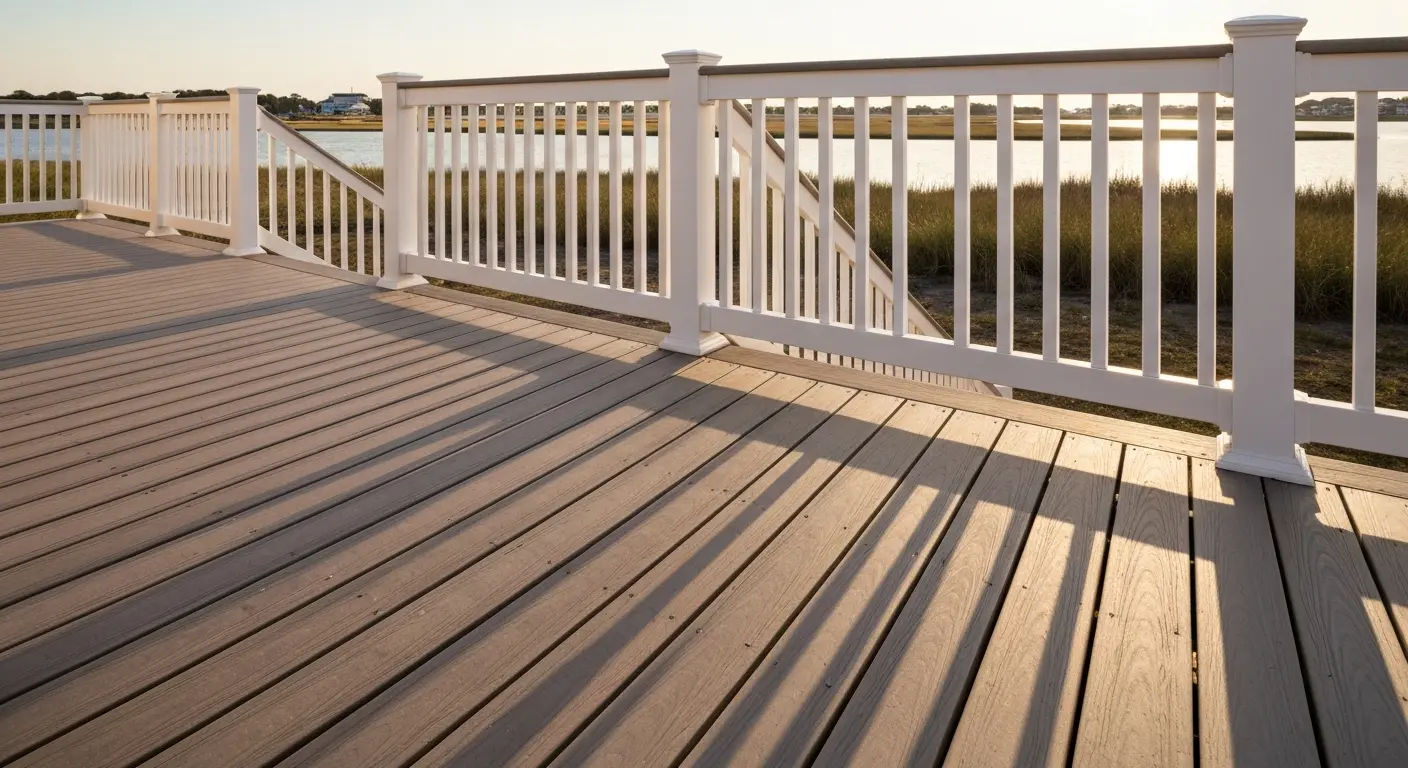 Deck construction with railing