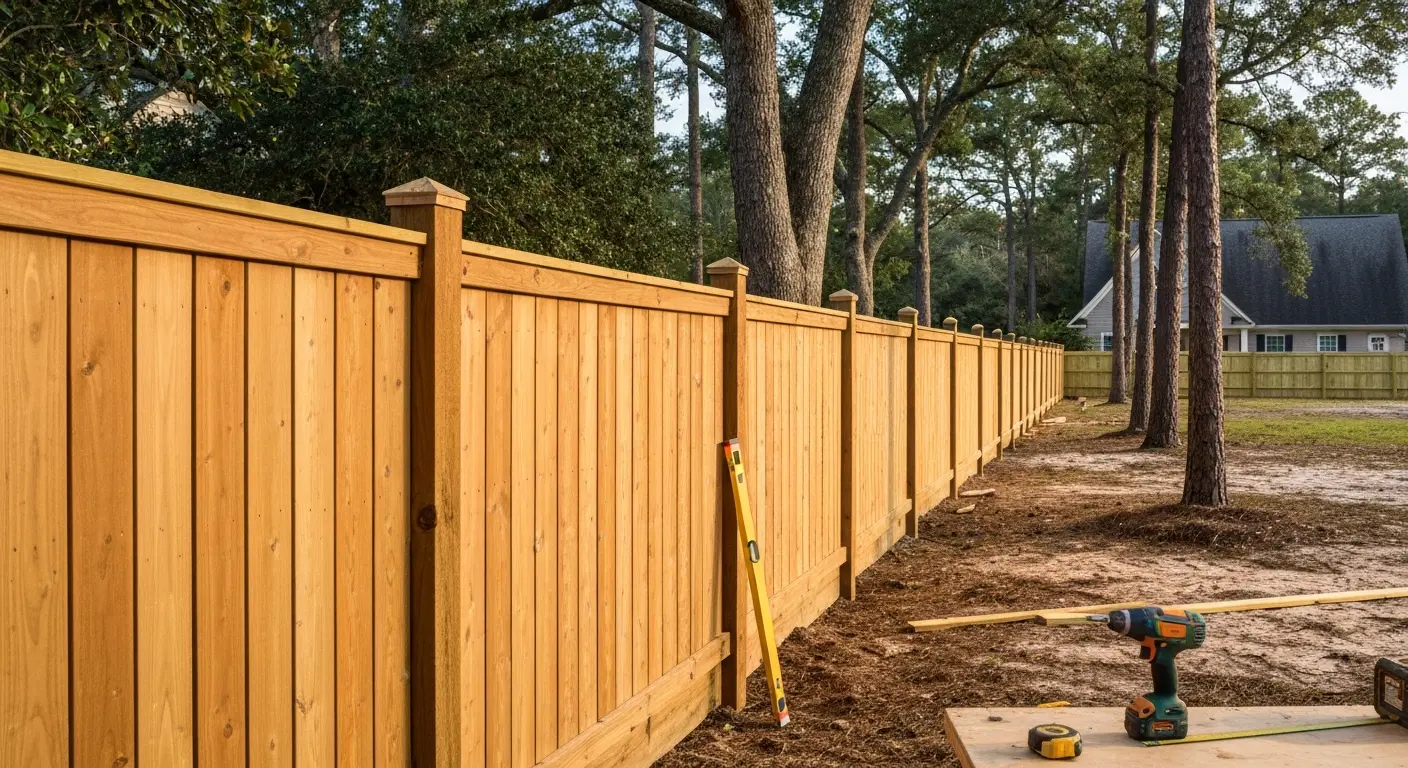Wood fence installation
