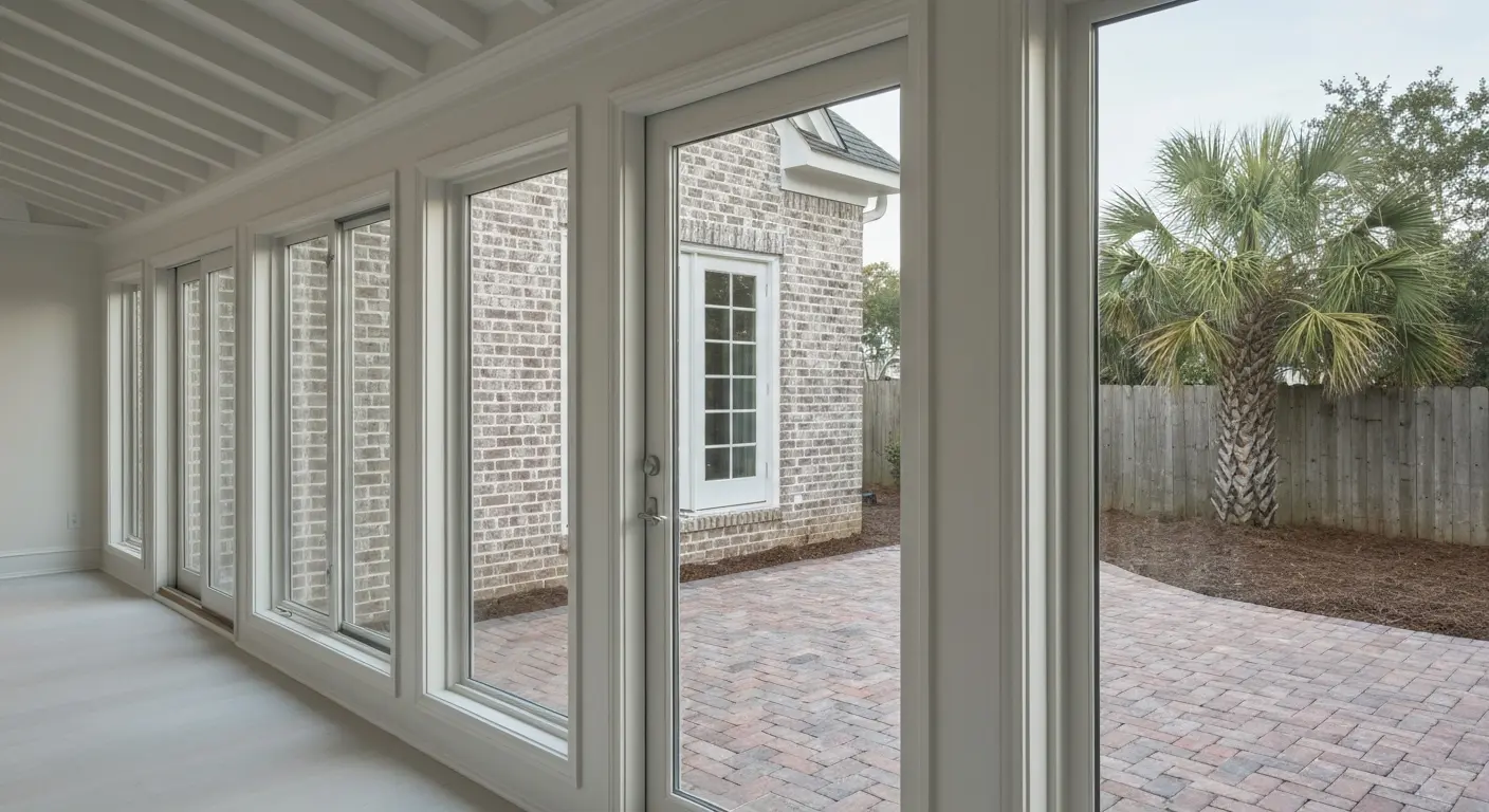 Sunroom with windows and patio view