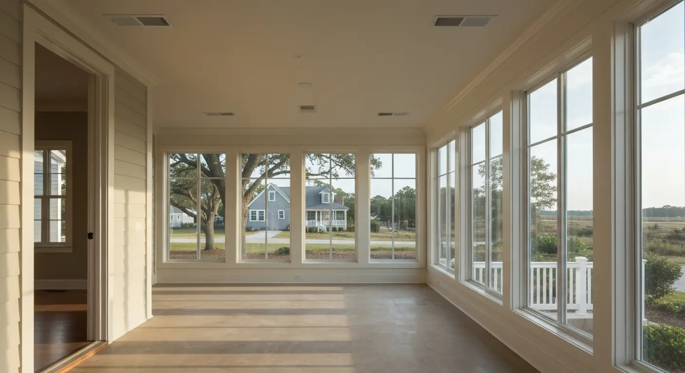 Four-season sunroom with heating and cooling