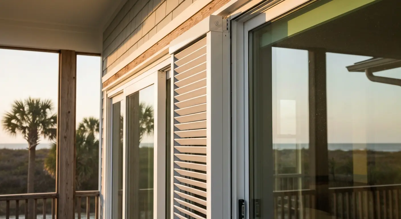 Accordion shutter on sliding doors